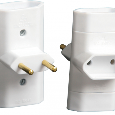 Adaptador 2 Pinos c/Pinos Redondos 3 Saídas